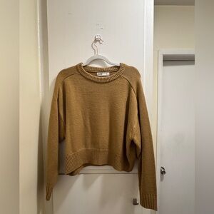 Elodie Crew Neck Crop Sweater |Camel | Size: XS